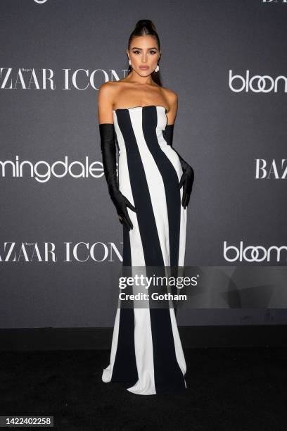 Olivia Culpo attends Harper's BAZAAR Global ICONS Portfolio and Bloomingdale's 150th Anniversary at Bloomingdale's on September 09, 2022 in New York...