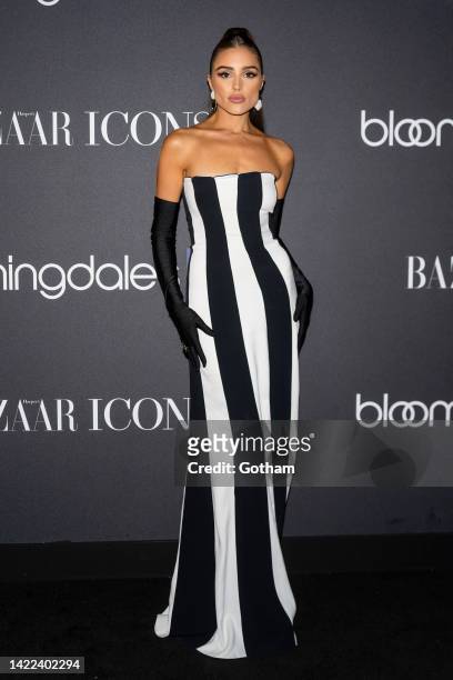 Olivia Culpo attends Harper's BAZAAR Global ICONS Portfolio and Bloomingdale's 150th Anniversary at Bloomingdale's on September 09, 2022 in New York...