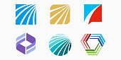 creative modern swoosh logo icon set. business consulting vector illustration