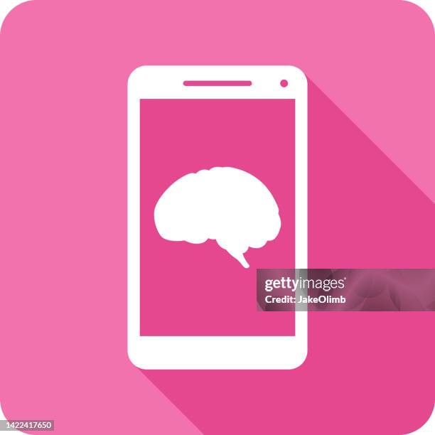 brain smartphone icon silhouette 2 - looking at screen reflection stock illustrations