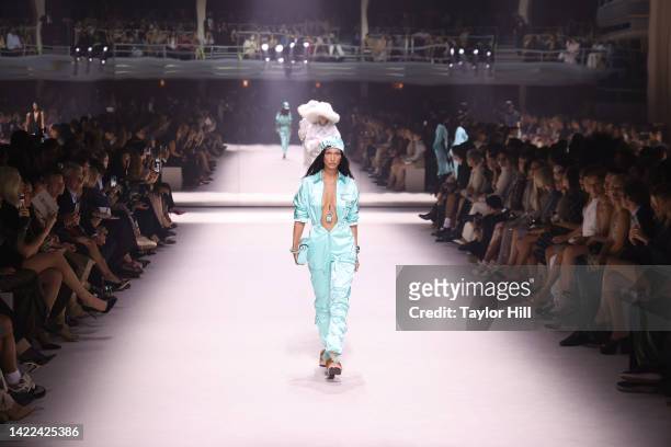 Bella Hadid walks the runway during the Fendi 25th Anniversary Celebration of the Baguette at New York Fashion Week at Hammerstein Ballroom on...