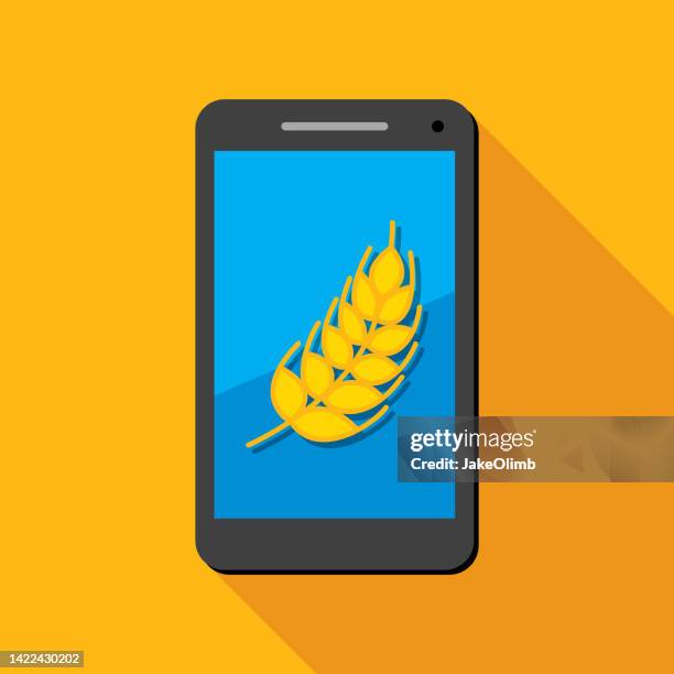 grain smartphone icon flat - buckwheat stock illustrations