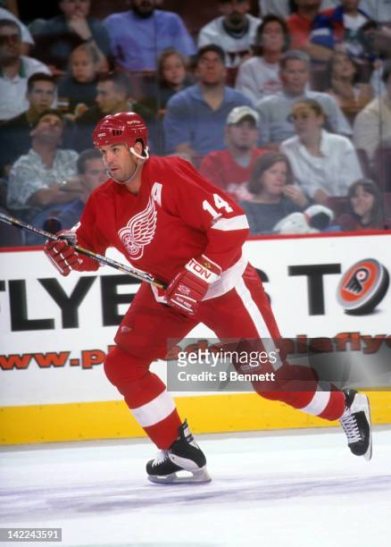 Brendan Shanahan of the Detroit Red Wings skates on the ice during an NHL game against the Philadelphia Flyers circa 2000 at the First Union Center...