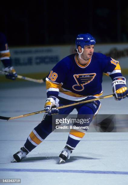 Brendan Shanahan of the St. Louis Blues skates on the ice during an NHL game circa 1994.