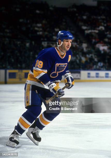 Brendan Shanahan of the St. Louis Blues skates on the ice during an NHL game circa 1994.