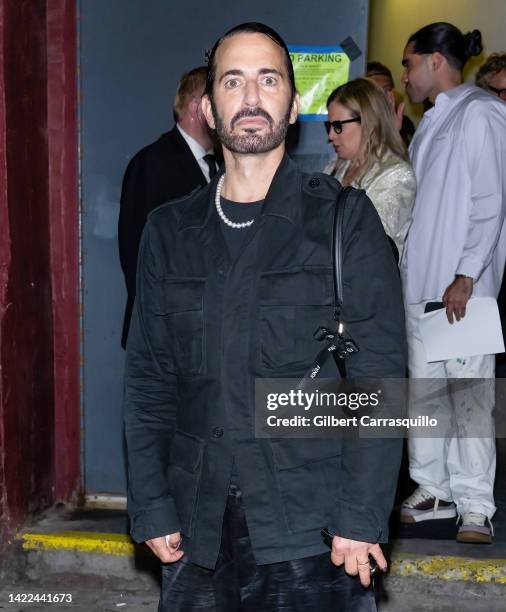 Designer Marc Jacobs is seen leaving the FENDI Spring Summer 2023 Fashion Show and the celebration of FENDI's 25th Anniversary of the Baguette during...