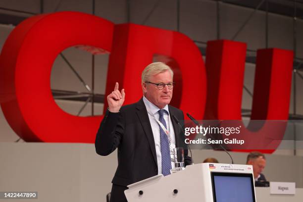 Bernd Althusmann, leader of the German Christian Democrats in the state of Lower Saxony, speaks on the second of a two-day CDU federal party congress...