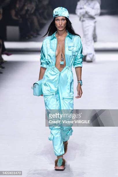 Bella Hadid walks the runway during the Fendi Ready to Wear Spring/Summer 2023 fashion show as part of the New York Fashion Week on September 09,...
