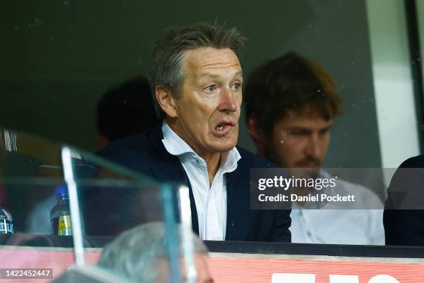 Storm head coach Craig Bellamy looks on during the NRL Elimination Final match between the Melbourne Storm and the Canberra Raiders at AAMI Park on...
