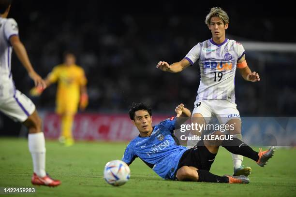 Sho SASAKI of Sanfrecce Hiroshima in action during the J.LEAGUE Meiji Yasuda J1 29th Sec. Match between Kawasaki Frontale and Sanfrecce Hiroshima at...