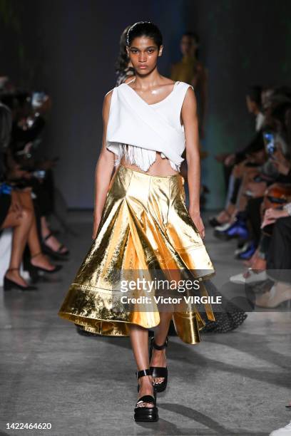 Model walks the runway during the Proenza Schouler Ready to Wear Spring/Summer 2023 fashion show as part of the New York Fashion Week on September 9,...