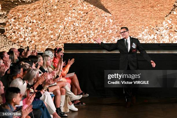 Fashion designer Naeem Khan walks the runway during the Naeem Khan Ready to Wear Spring/Summer 2023 fashion show as part of the New York Fashion Week...