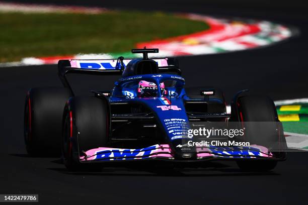 Fernando Alonso of Spain driving the Alpine F1 A522 Renault on track during final practice ahead of the F1 Grand Prix of Italy at Autodromo Nazionale...