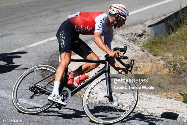 Davide Villella of Italy and Team Cofidis competes during the 77th Tour of Spain 2022, Stage 20 a 181km stage from Moralzarzal to Puerto de...