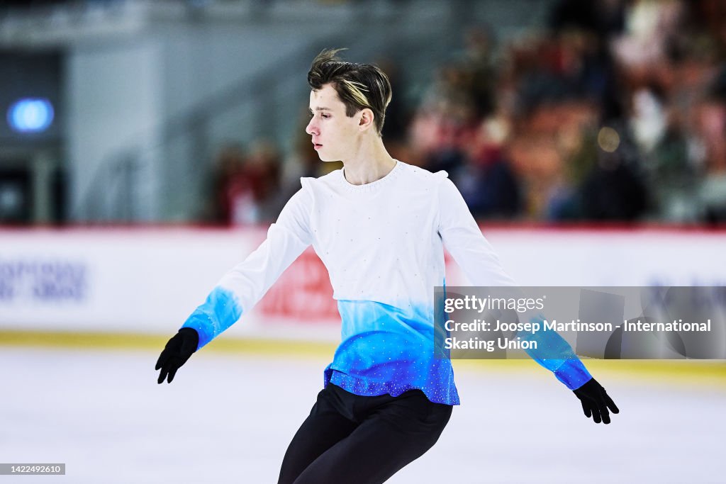Ice Rink Riga Kyrylo Marsak of Ukraine competes in the Junior Men's Free Skating ...