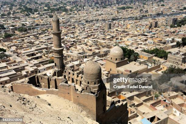 View from the top of Mokattam mountain of the Shaheen Al-Khilouti Mosque on September 10, 2022 in Cairo, Egypt. The Shaheen Al-Khilouti Mosque is...