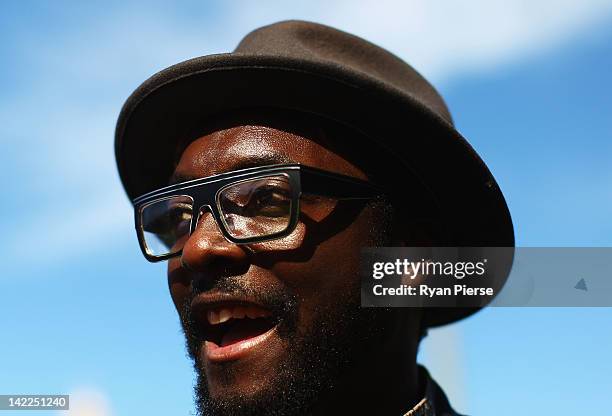 Will.i.am from The Black Eyed Peas attends a young indigenous AFL players clinic at Sydney Cricket Ground on April 1, 2012 in Sydney, Australia.