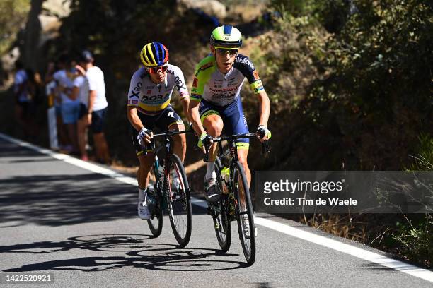 Sergio Andres Higuita Garcia of Colombia and Team Bora - Hansgrohe and Louis Meintjes of South Africa and Team Intermarché - Wanty - Gobert Matériaux...