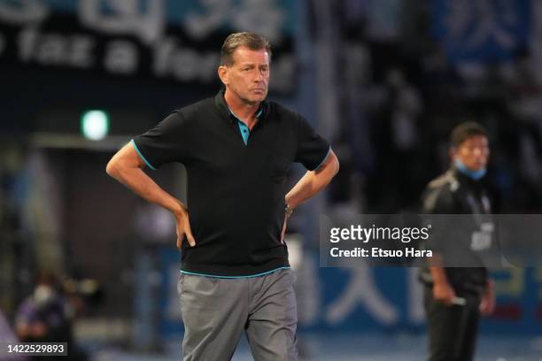 Sanfrecce Hiroshima manager Michael Skibbe looks on during the J.LEAGUE Meiji Yasuda J1 29th Sec. Match between Kawasaki Frontale and Sanfrecce...
