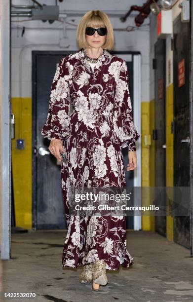 Anna Wintour is seen leaving the Altuzarra fashion show during September 2022 New York Fashion Week at Starrett-Lehigh Building on September 10, 2022...