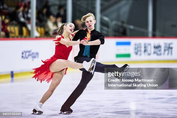 Mariia Pinchuk and Mykyta Pogorielov of Ukraine compete in the Junior Ice Dance Free Dance during the ISU Junior Grand Prix of Figure Skating at...