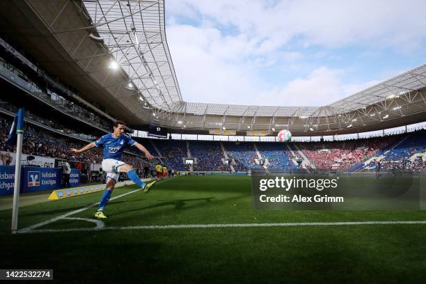 Sebastian Rudy of TSG 1899 Hoffenheim takes their sides corner during the Bundesliga match between TSG Hoffenheim and 1. FSV Mainz 05 at...