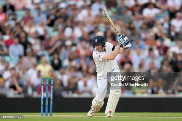 Harry Brook of England bats during Day Three of the Third LV= Insurance Test Match between England and South Africa at The Kia Oval on September 10,...