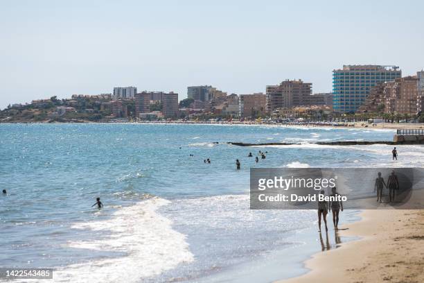 General view of the beach with bathers in Oropesa del Mar beach on September 10, 2022 in Oropesa del Mar, Spain. 'Marina d’Or - Ciudad de Vacaciones'...