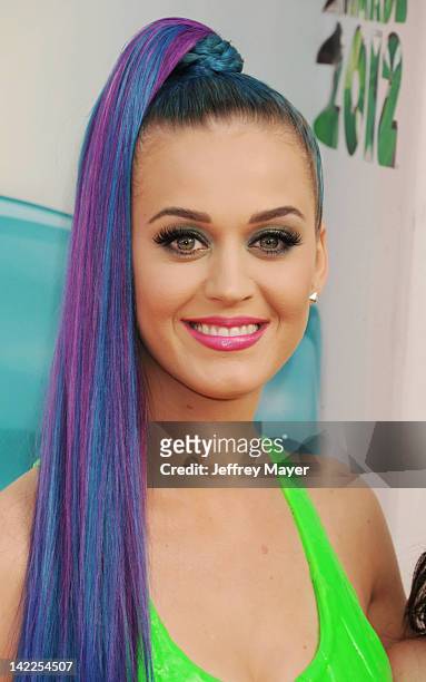 Katy Perry attends the 2012 Nickelodeon Kids' Choice Awards at Galen Center on March 31, 2012 in Los Angeles, California.