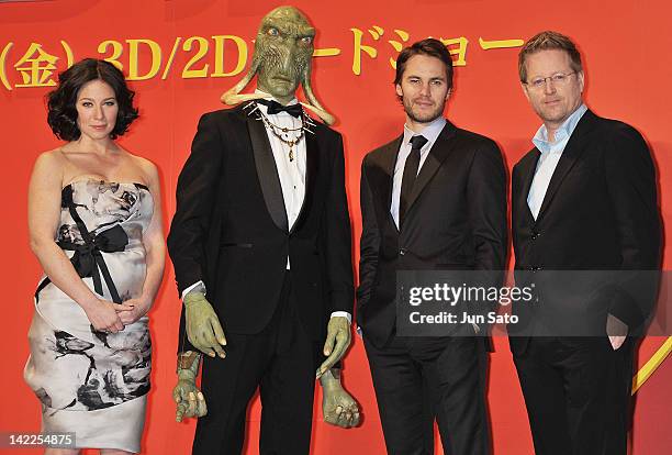 Actress Lynn Collins, actor Taylor Kitsch and director Andrew Stanton attend the 'John Carter' Japan Premiere at Roppongi Hills on April 1, 2012 in...