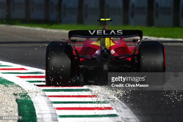 Carlos Sainz of Spain driving the Ferrari F1-75 on track during qualifying ahead of the F1 Grand Prix of Italy at Autodromo Nazionale Monza on...
