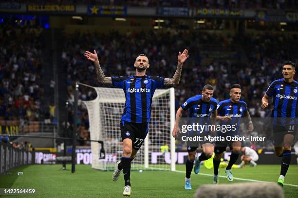 Marcelo Brozovic of FC Internazionale celebrates after scoring a goal during the Serie A match between FC Internazionale and Torino FC at Stadio...