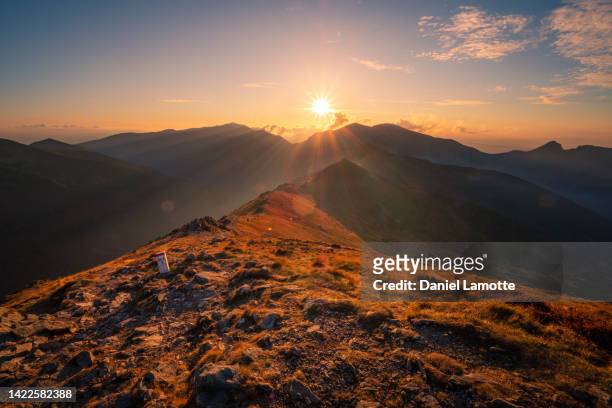 kasprowy wierch in tatra mountains during the sunset in the autumn - tatra mountains stock pictures, royalty-free photos & images