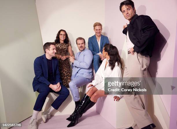 Jake Schreier, Julia Louis-Dreyfus, David Harbour, Wyatt Russell, Hannah John-Kamen, and Sebastian Stan pose at the IMDb Official Portrait Studio...
