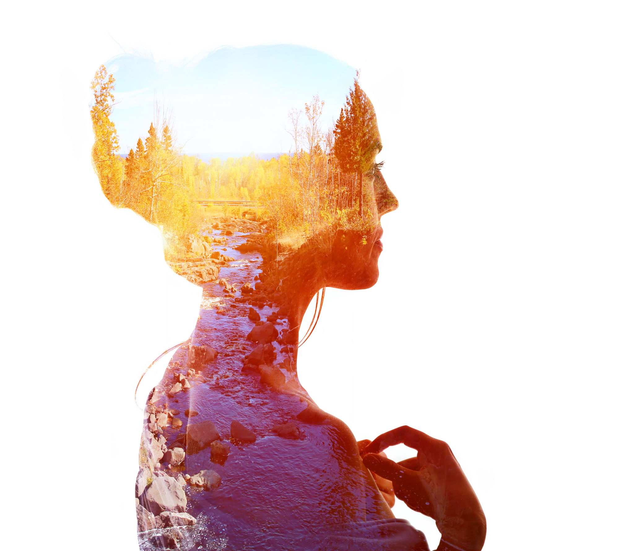 Multiple Exposure of young woman and nature Multiple Exposure of young woman and nature