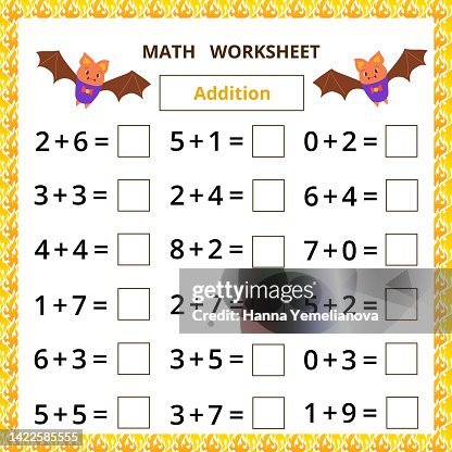 Math Addition Worksheets Vector Stock Math Worksheetaddition High-Res Vector Graphic - Getty Images