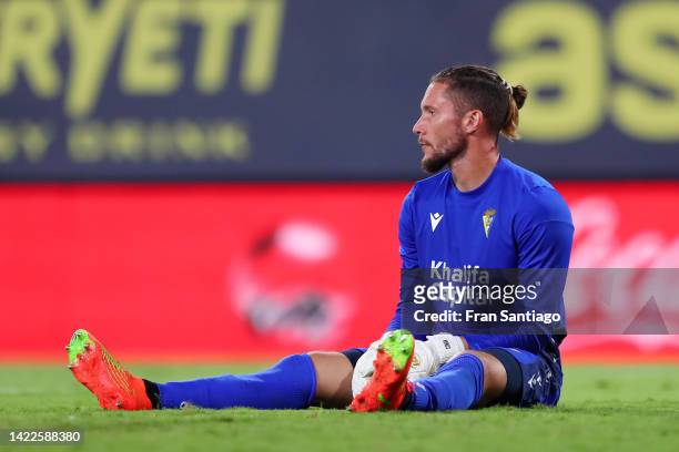 Jeremias Ledesma of Cadiz CF looks dejected after conceding their side's fourth goal during the LaLiga Santander match between Cadiz CF and FC...