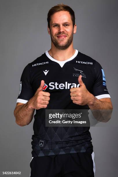 Will Welch of Newcastle Falcons poses for a portrait during the Newcastle Falcons squad photocall for the 2022-2023 Gallagher Premiership Rugby...