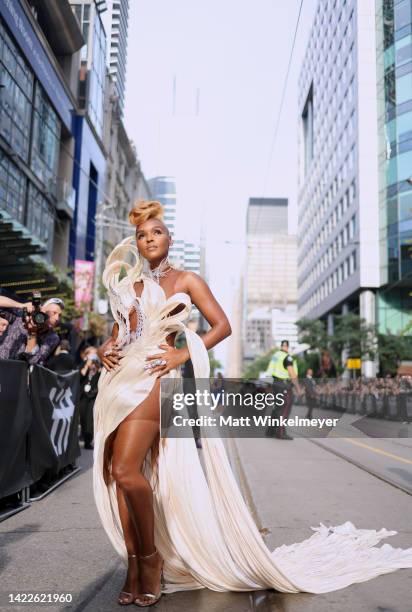 Janelle Monáe attends the "Glass Onion: A Knives Out Mystery" Premiere during the 2022 Toronto International Film Festival at Princess of Wales...