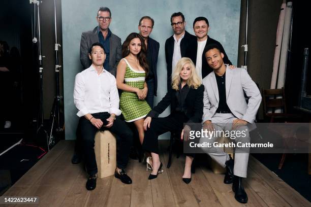 Rob Yang, Mark Mylod, Aimee Carrero, Ralph Fiennes, Paul Adelstein, Judith Light, Arturo Castro and Mark St. Cyr of "The Menu" pose in the Getty...