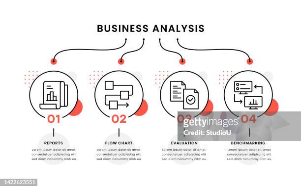 business analysis timeline infographic template - workflow efficiency stock illustrations
