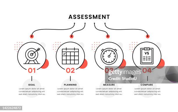 assessment timeline infographic template - comparing notes stock illustrations