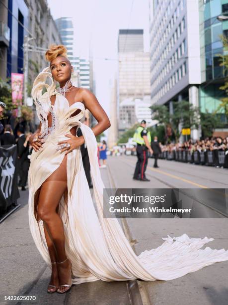 Janelle Monáe attends the "Glass Onion: A Knives Out Mystery" Premiere during the 2022 Toronto International Film Festival at Princess of Wales...