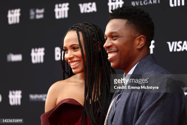 Nicolette Robinson and Leslie Odom Jr. Attend the "Glass Onion: A Knives Out Mystery" Premiere during the 2022 Toronto International Film Festival at...