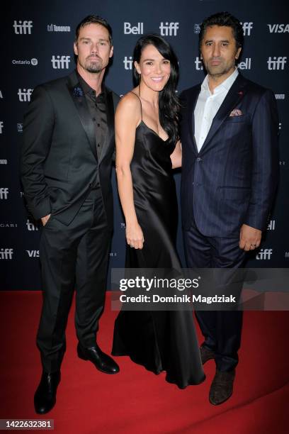 Jay Ryan, Simone Kessel, and Cliff Curtis attend the "Muru" Premiere during the 2022 Toronto International Film Festival at Scotiabank Theatre on...