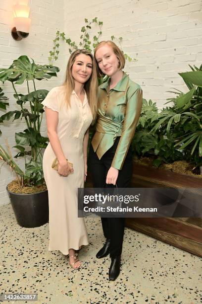 Nasim Pedrad and Hannah Einbinder attend the Glamour x Tory Burch Luncheon Celebrating the Emmys at Holloway House on September 10, 2022 in West...