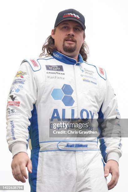 Josh Williams, driver of the Alloy Employer Services Chevrolet, walks onstage during driver intros prior to the NASCAR Xfinity Series Kansas Lottery...
