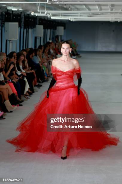 Model walks the runway for the Prabal Gurung fashion show during September 2022 New York Fashion Week: The Shows on September 10, 2022 in New York...