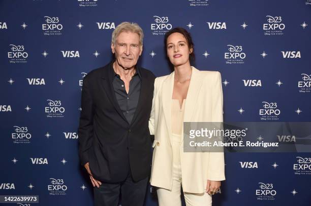 Harrison Ford and Phoebe Waller-Bridge attend D23 Expo 2022 at Anaheim Convention Center in Anaheim, California on September 10, 2022.