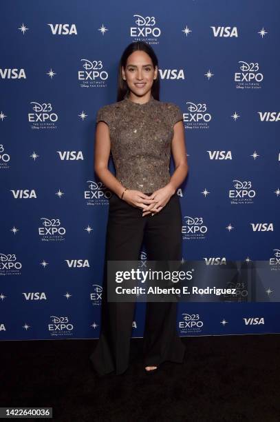 Adria Arjona attends D23 Expo 2022 at Anaheim Convention Center in Anaheim, California on September 10, 2022.